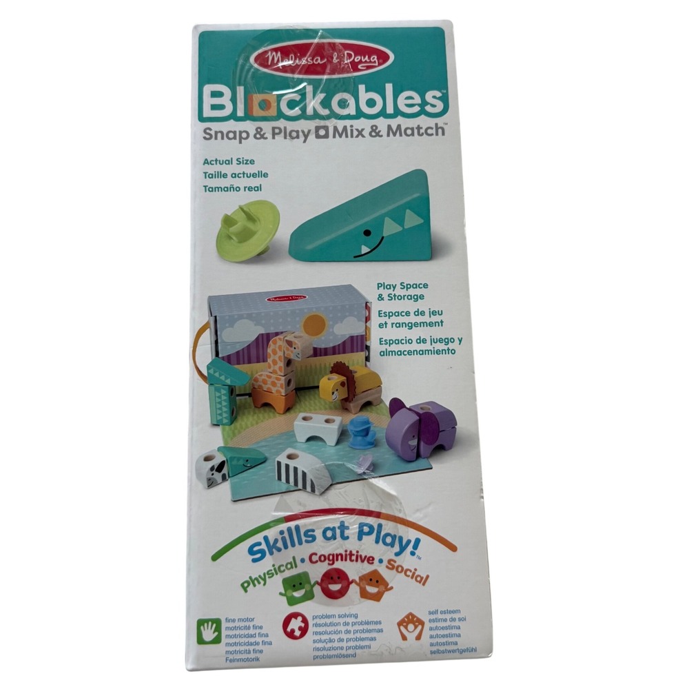 Melissa & Doug Blockables Safari Play Set Toddler 34pc Multicolor Wood Building